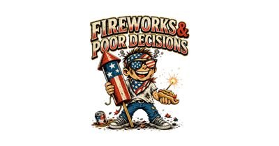 Fireworks & Poor Decisions — 4th of July Funny tee design