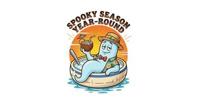 Spooky Season Year-Round Tropical Ghost tee design