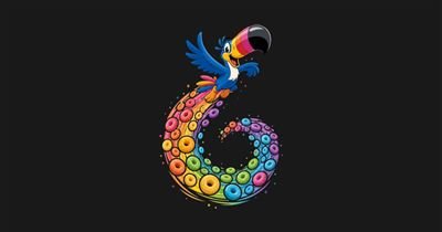 Rainbow Cereal Trail Cartoon Toucan tee design