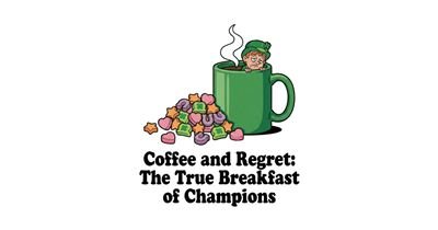 Coffee and Regret Green Mug Leprechaun St Patricks Shirt tee design
